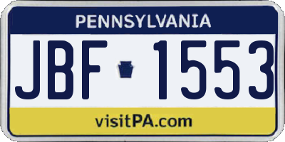 PA license plate JBF1553