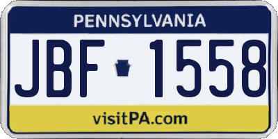 PA license plate JBF1558