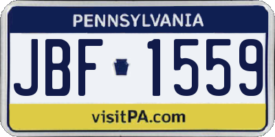 PA license plate JBF1559