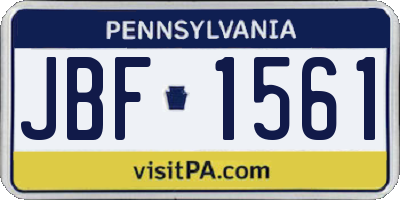 PA license plate JBF1561