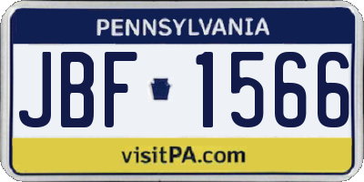 PA license plate JBF1566