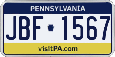 PA license plate JBF1567