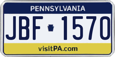 PA license plate JBF1570