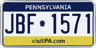 PA license plate JBF1571