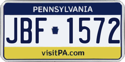 PA license plate JBF1572