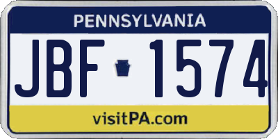 PA license plate JBF1574