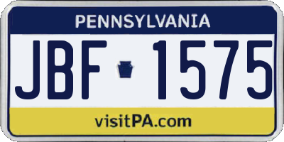 PA license plate JBF1575