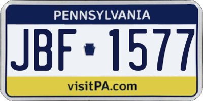 PA license plate JBF1577