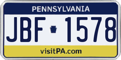 PA license plate JBF1578