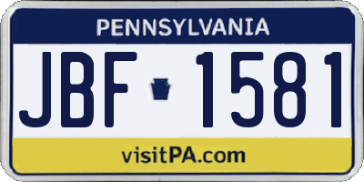 PA license plate JBF1581