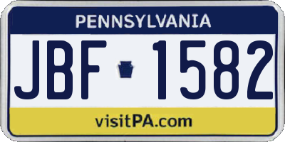 PA license plate JBF1582