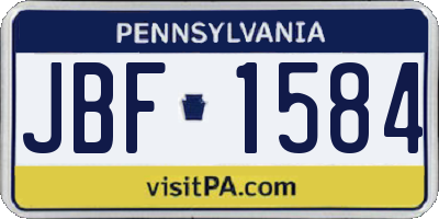 PA license plate JBF1584