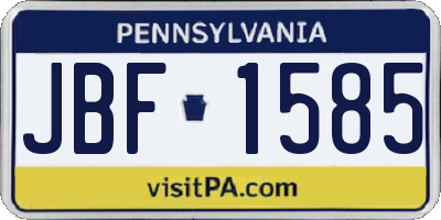 PA license plate JBF1585