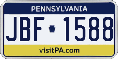 PA license plate JBF1588