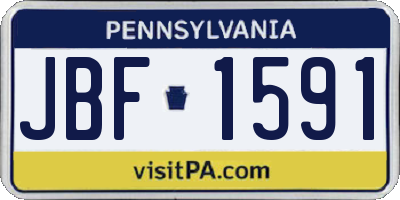 PA license plate JBF1591