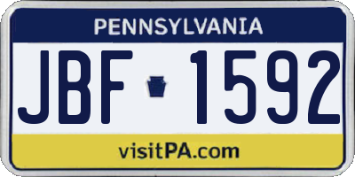 PA license plate JBF1592