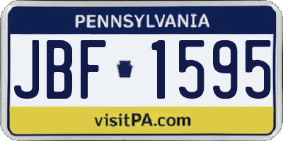 PA license plate JBF1595