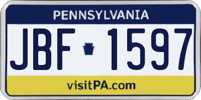 PA license plate JBF1597