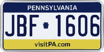 PA license plate JBF1606