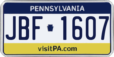 PA license plate JBF1607