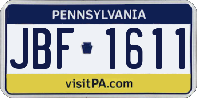 PA license plate JBF1611