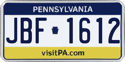 PA license plate JBF1612