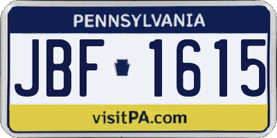 PA license plate JBF1615