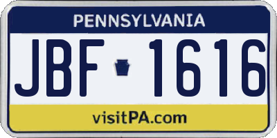 PA license plate JBF1616