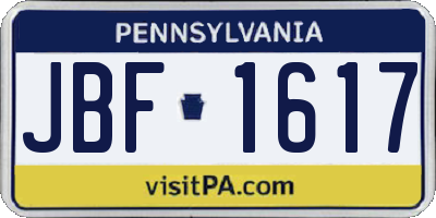 PA license plate JBF1617