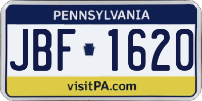 PA license plate JBF1620