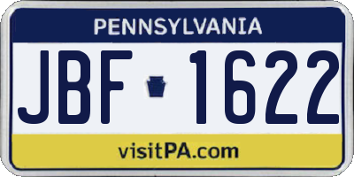 PA license plate JBF1622