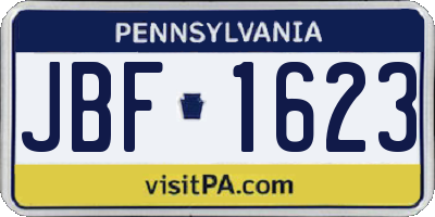 PA license plate JBF1623