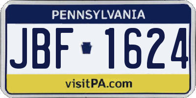 PA license plate JBF1624