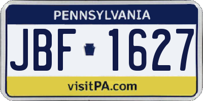 PA license plate JBF1627