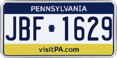 PA license plate JBF1629