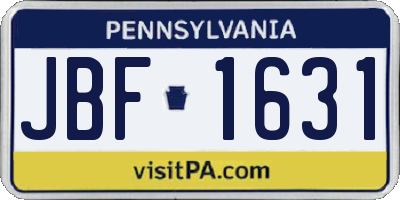 PA license plate JBF1631