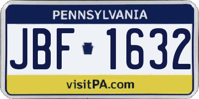 PA license plate JBF1632