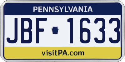 PA license plate JBF1633