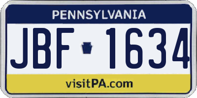 PA license plate JBF1634