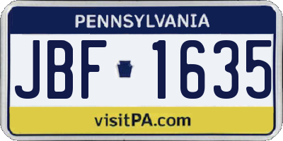 PA license plate JBF1635