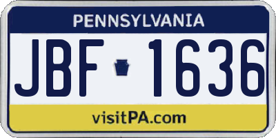 PA license plate JBF1636