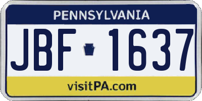 PA license plate JBF1637