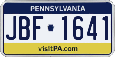 PA license plate JBF1641