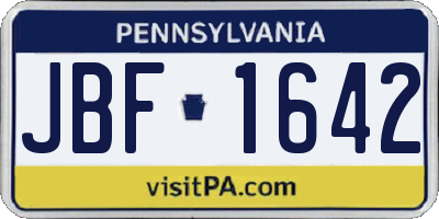 PA license plate JBF1642