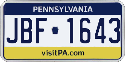 PA license plate JBF1643