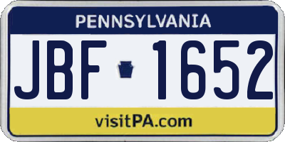 PA license plate JBF1652