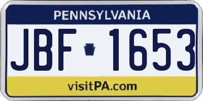 PA license plate JBF1653