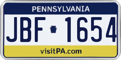 PA license plate JBF1654