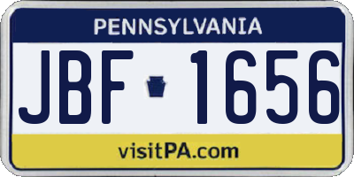 PA license plate JBF1656