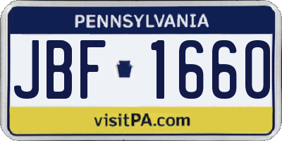 PA license plate JBF1660